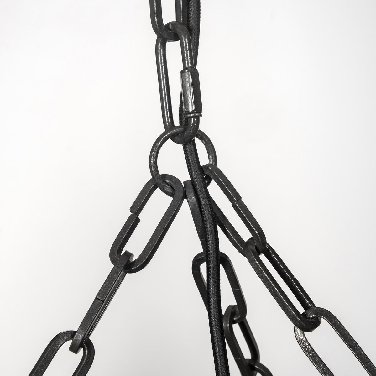 Mercana Liam I 32x30 Black Wooden Bead Bowl-Style Four Bulb Chandelier