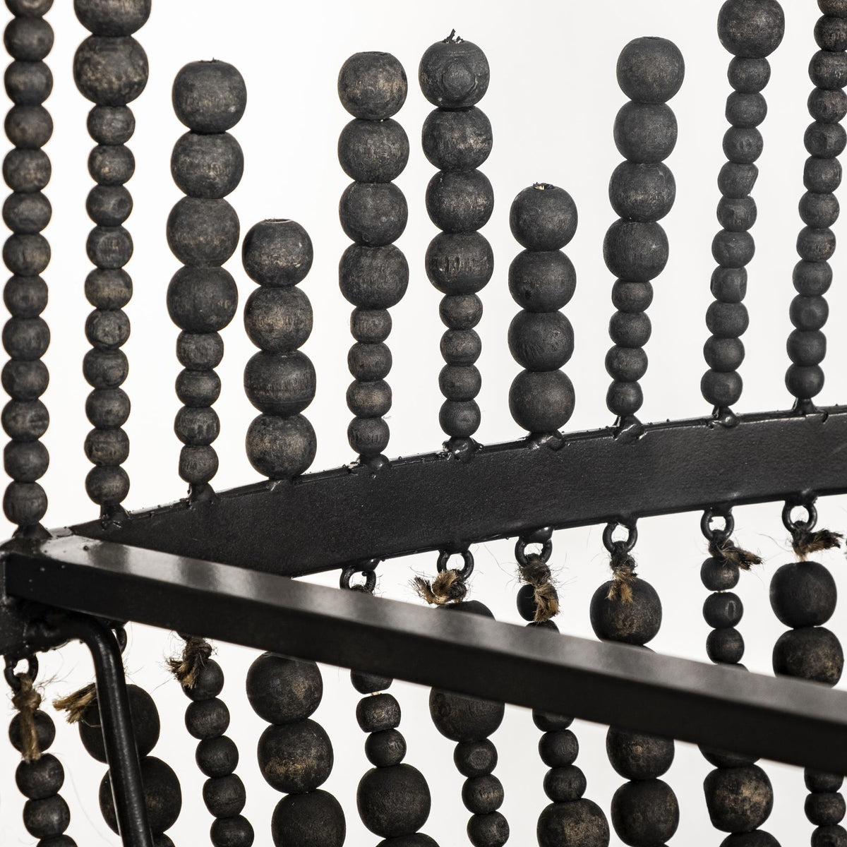 Mercana Liam I 32x30 Black Wooden Bead Bowl-Style Four Bulb Chandelier