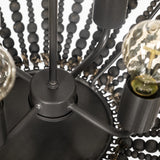 Mercana Liam I 32x30 Black Wooden Bead Bowl-Style Four Bulb Chandelier