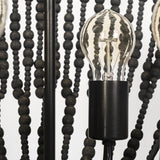 Mercana Liam I 32x30 Black Wooden Bead Bowl-Style Four Bulb Chandelier