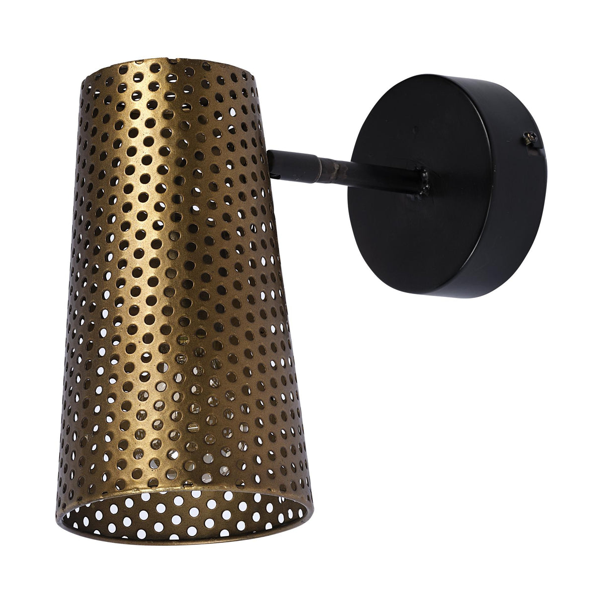 Mercana Wesley I 11x10.2 Gold Toned Perforated Metal Cone Wall Sconce