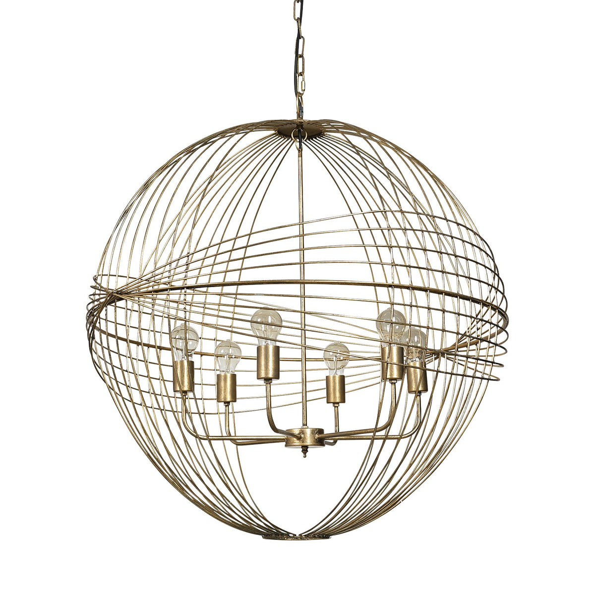 Mercana Chiron II 36L x 36W x 38H Gold Metal Globe Six Bulb Chandelier