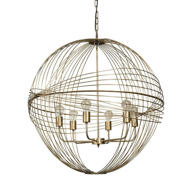 Mercana Chiron II 36L x 36W x 38H Gold Metal Globe Six Bulb Chandelier