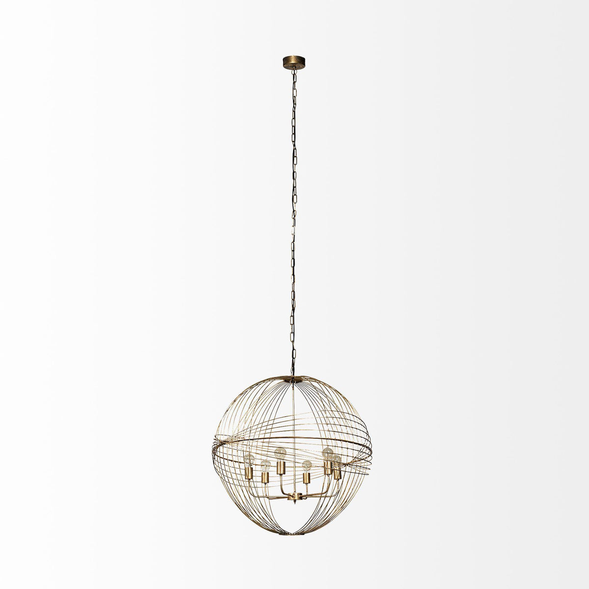 Mercana Chiron II 36L x 36W x 38H Gold Metal Globe Six Bulb Chandelier