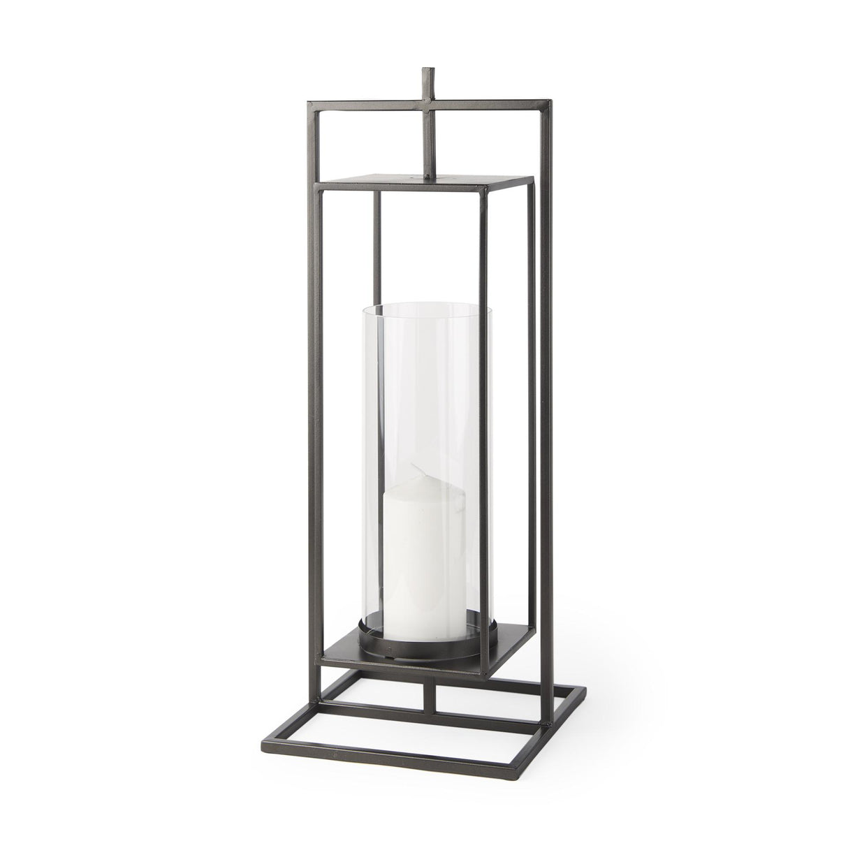 Mercana Albus I Large Black Metal Rectangular Table Candle Holder