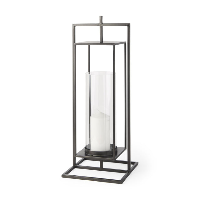 Mercana Albus I Large Black Metal Rectangular Table Candle Holder