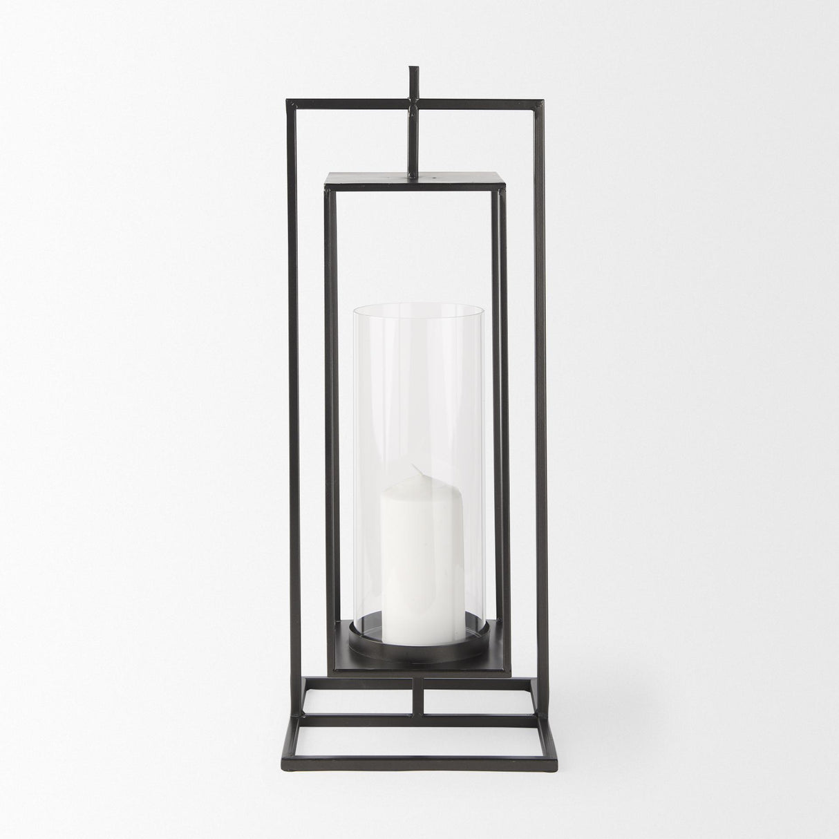 Mercana Albus I Large Black Metal Rectangular Table Candle Holder
