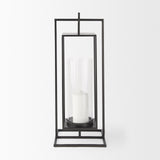 Mercana Albus I Large Black Metal Rectangular Table Candle Holder