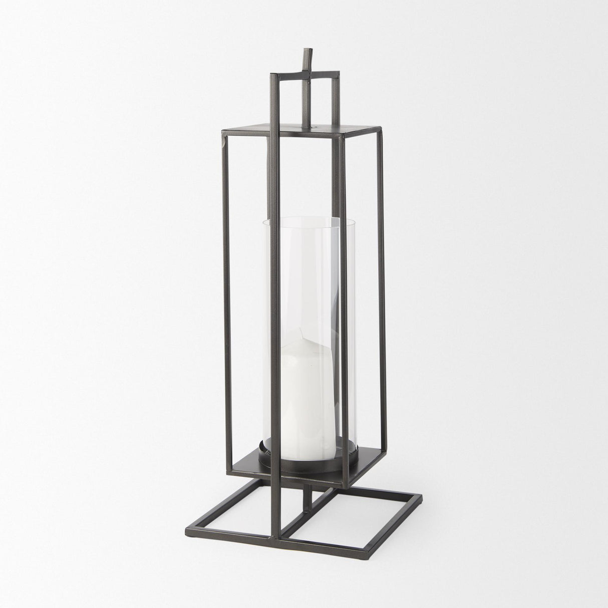 Mercana Albus I Large Black Metal Rectangular Table Candle Holder
