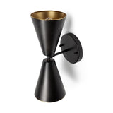 Mercana Eris II 7.3x12.6 Black Metal w/Gold Accent Double-Cone Wall Sconce