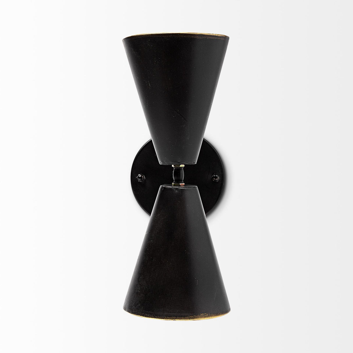 Mercana Eris II 7.3x12.6 Black Metal w/Gold Accent Double-Cone Wall Sconce
