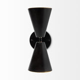 Mercana Eris II 7.3x12.6 Black Metal w/Gold Accent Double-Cone Wall Sconce