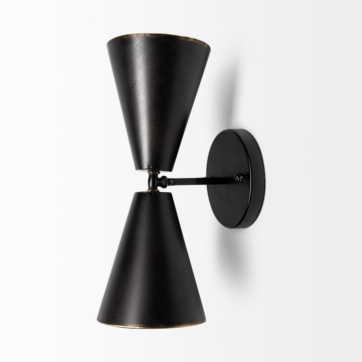 Mercana Eris II 7.3x12.6 Black Metal w/Gold Accent Double-Cone Wall Sconce