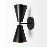 Mercana Eris II 7.3x12.6 Black Metal w/Gold Accent Double-Cone Wall Sconce