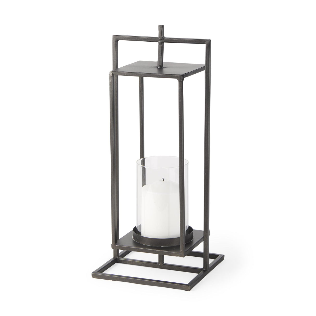Mercana Albus II Small Black Metal Rectangular Table Candle Holder