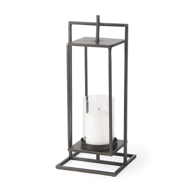 Mercana Albus II Small Black Metal Rectangular Table Candle Holder