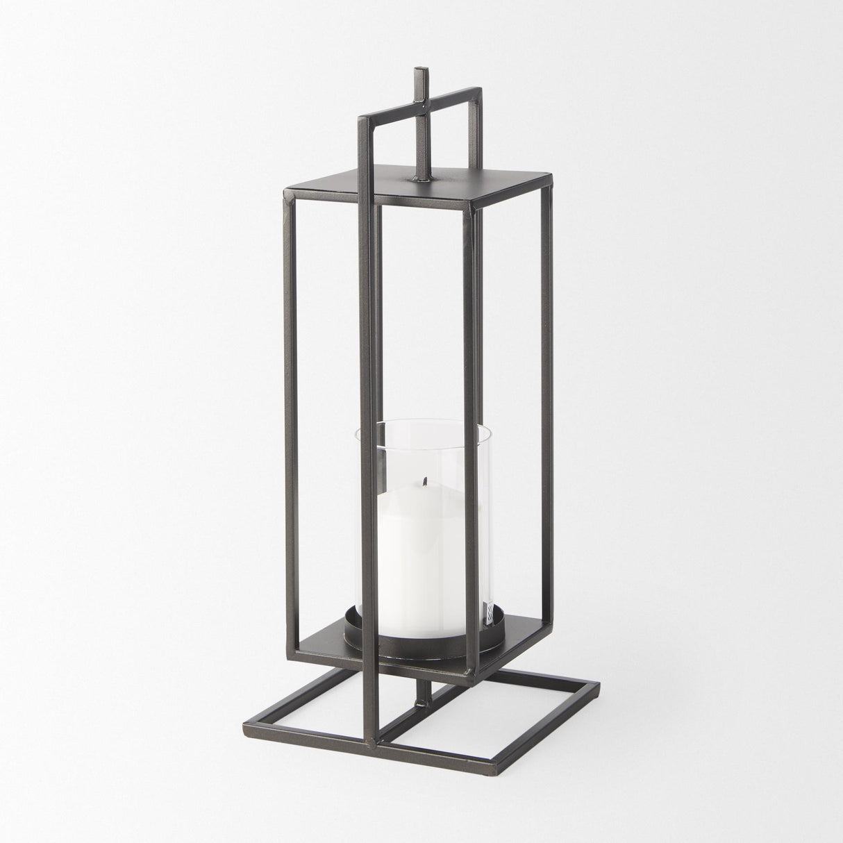 Mercana Albus II Small Black Metal Rectangular Table Candle Holder