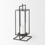 Mercana Albus II Small Black Metal Rectangular Table Candle Holder