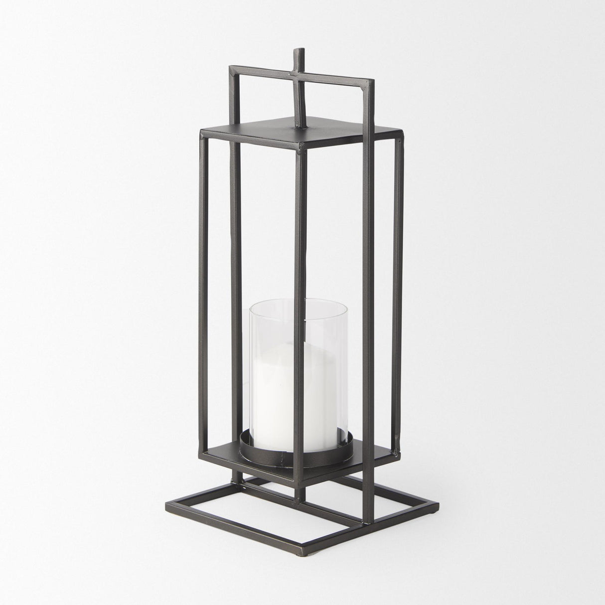 Mercana Albus II Small Black Metal Rectangular Table Candle Holder