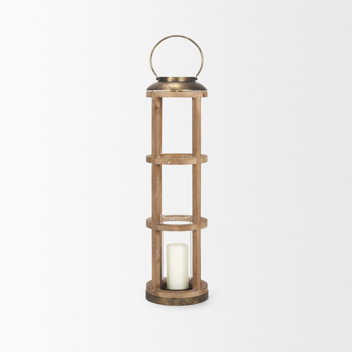 Mercana Andy I Large Natural Wood Cylindrical Lantern