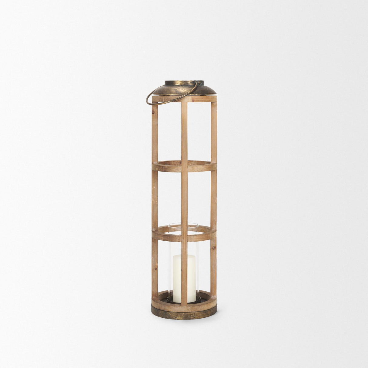 Mercana Andy I Large Natural Wood Cylindrical Lantern