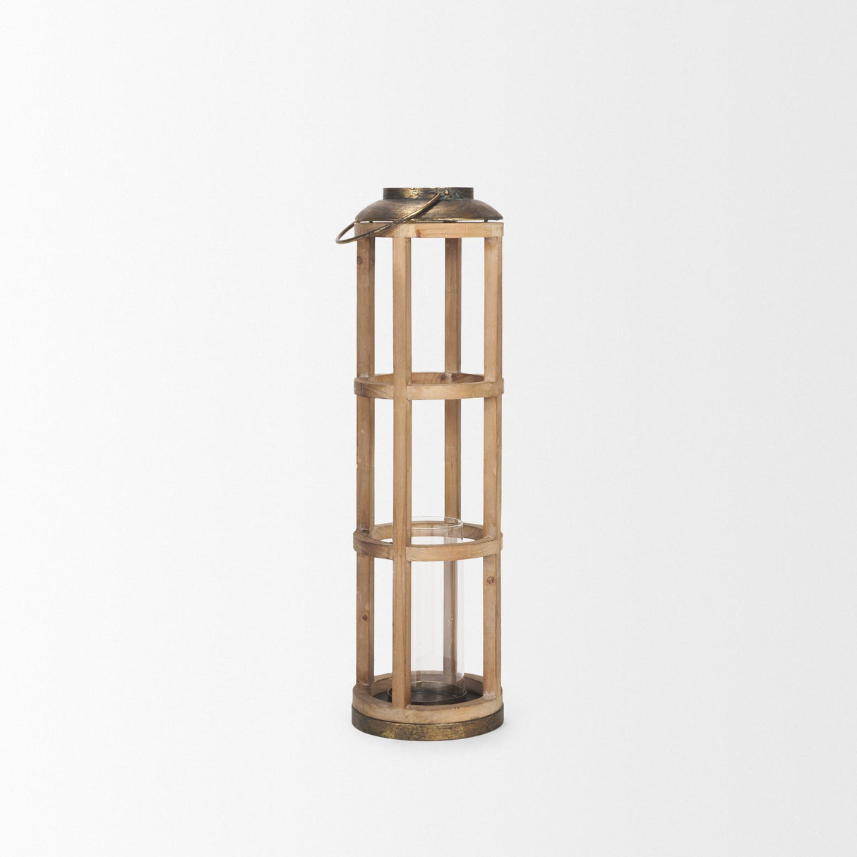 Mercana Andy I Large Natural Wood Cylindrical Lantern