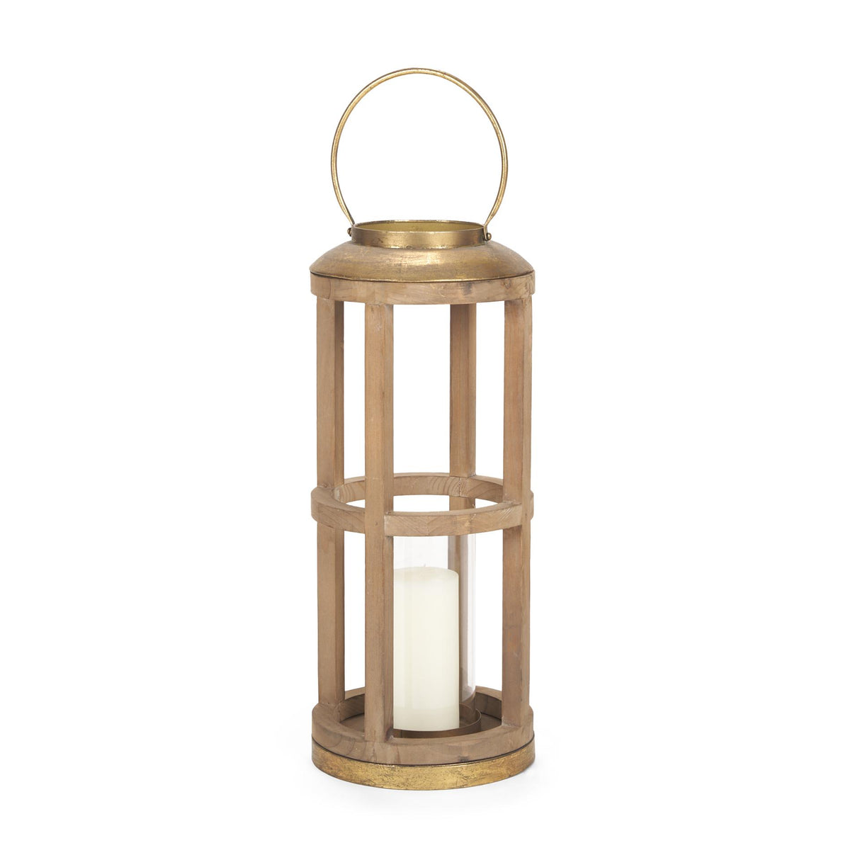 Mercana Andy II Small Natural Wood Cylindrical Lantern