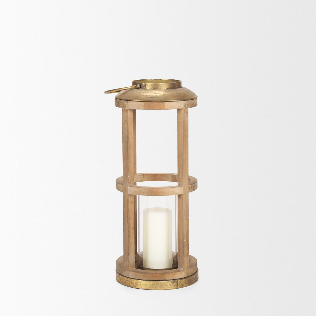 Mercana Andy II Small Natural Wood Cylindrical Lantern