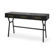 Mercana Vince 51L x 18W Black Metal W/Gold Accents 3 Drawer Office Desk