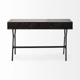 Mercana Vince 51L x 18W Black Metal W/Gold Accents 3 Drawer Office Desk