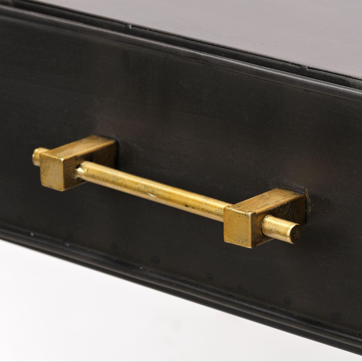 Mercana Vince 51L x 18W Black Metal W/Gold Accents 3 Drawer Office Desk