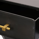 Mercana Vince 51L x 18W Black Metal W/Gold Accents 3 Drawer Office Desk