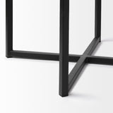 Mercana Frodo 26" Seat Height White Fabric Seat Black Metal Base Stool