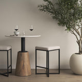 Mercana Frodo 26" Seat Height White Fabric Seat Black Metal Base Stool