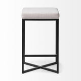 Mercana Frodo 26" Seat Height White Fabric Seat Black Metal Base Stool