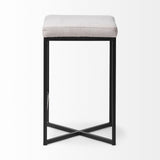 Mercana Frodo 26" Seat Height White Fabric Seat Black Metal Base Stool