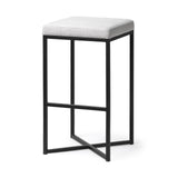 Mercana Frodo 29.75" Seat Height White Fabric Seat Black Metal Base Stool