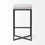 Mercana Frodo 29.75" Seat Height White Fabric Seat Black Metal Base Stool