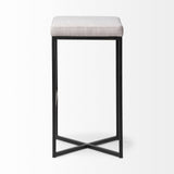 Mercana Frodo 29.75" Seat Height White Fabric Seat Black Metal Base Stool