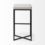 Mercana Frodo 29.75" Seat Height White Fabric Seat Black Metal Base Stool