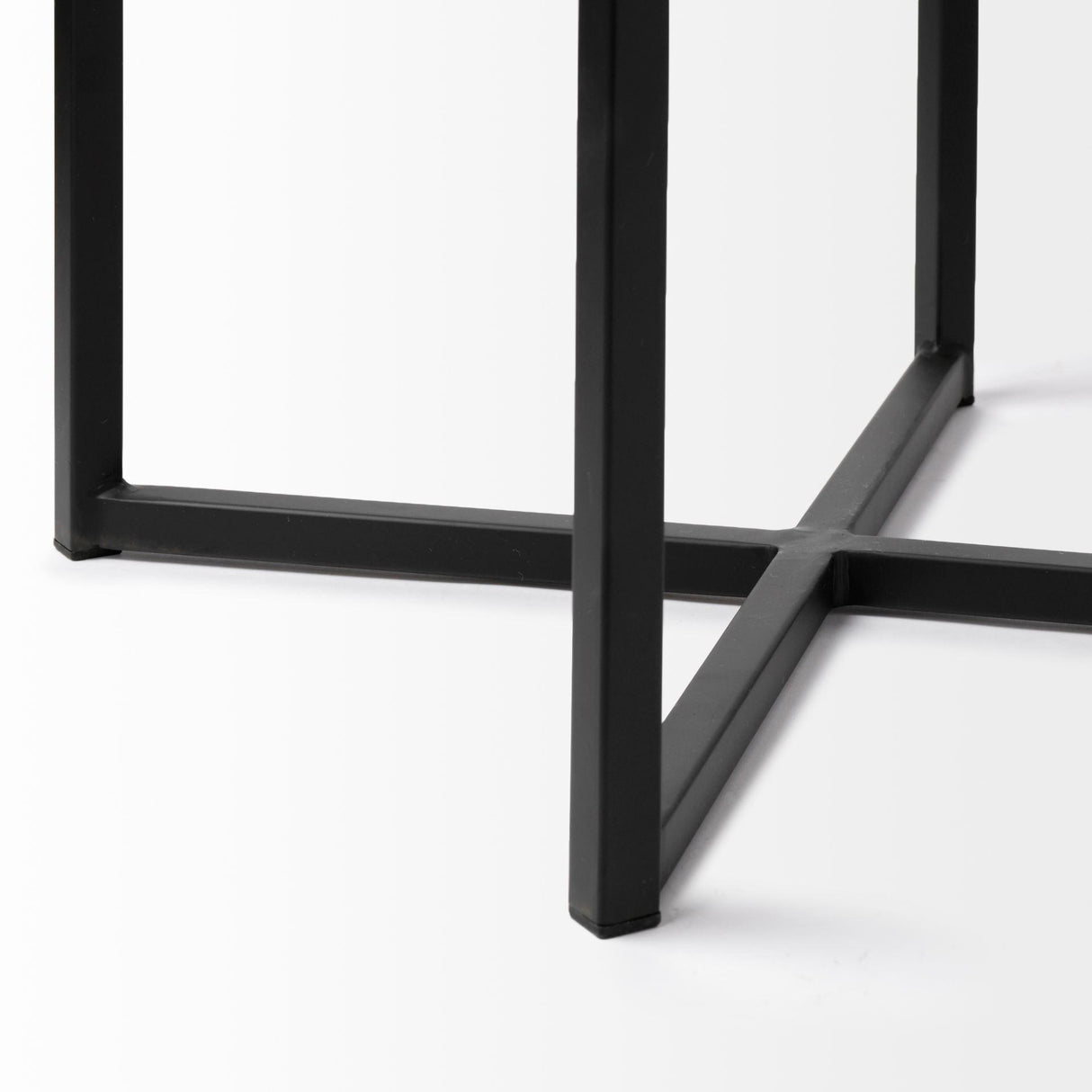 Mercana Frodo 29.75" Seat Height White Fabric Seat Black Metal Base Stool