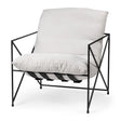 Mercana Leonidas 28.5L x 29.5W x 34.0H Cream Upholstered Padded Seat and Black Metal Frame Accent Chair