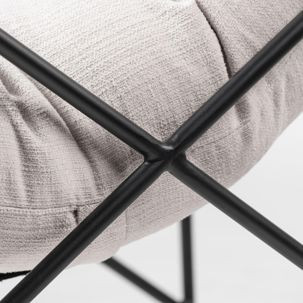 Mercana Leonidas 28.5L x 29.5W x 34.0H Cream Upholstered Padded Seat and Black Metal Frame Accent Chair