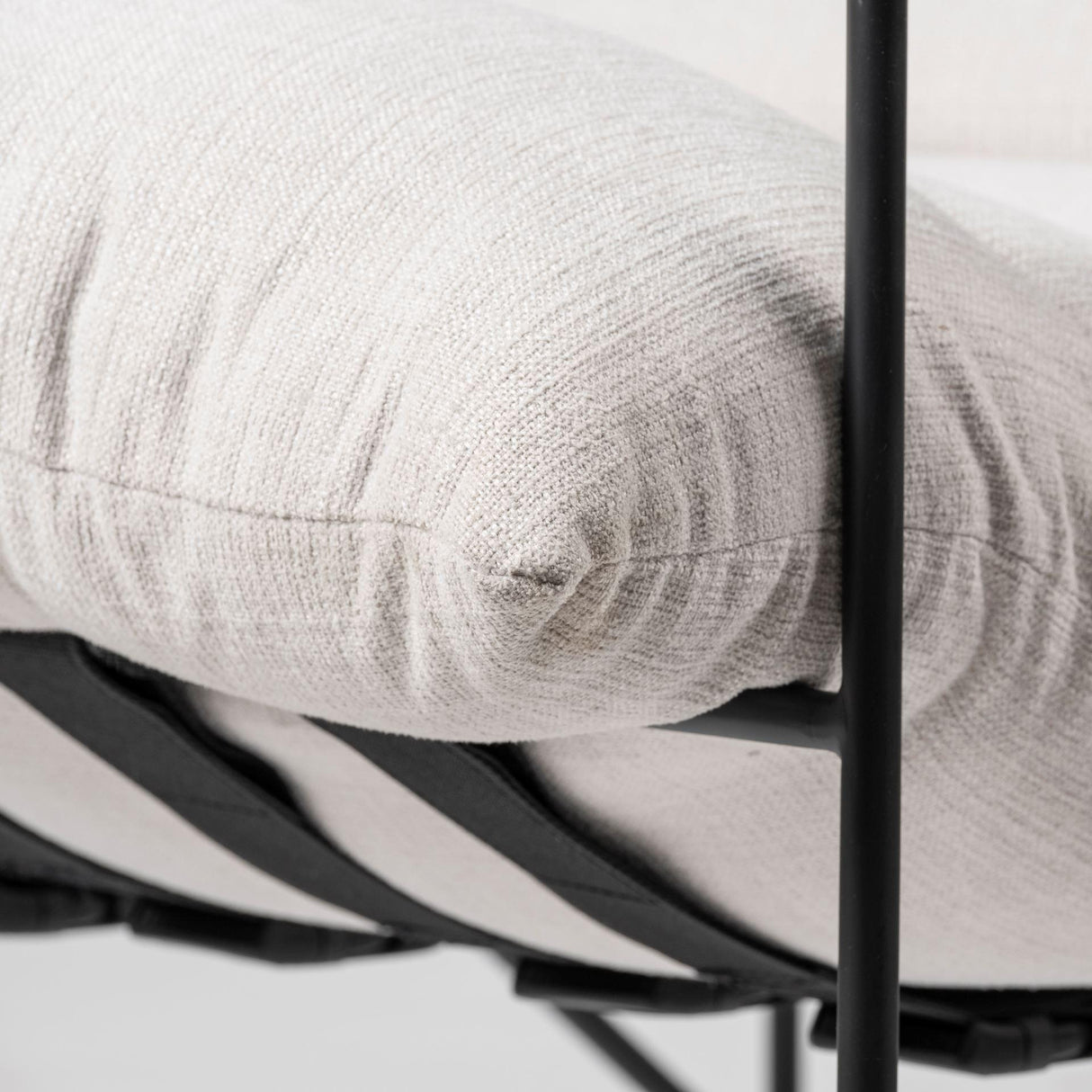 Mercana Leonidas 28.5L x 29.5W x 34.0H Cream Upholstered Padded Seat and Black Metal Frame Accent Chair