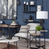 Mercana Leonidas 28.5L x 29.5W x 34.0H Cream Upholstered Padded Seat and Black Metal Frame Accent Chair