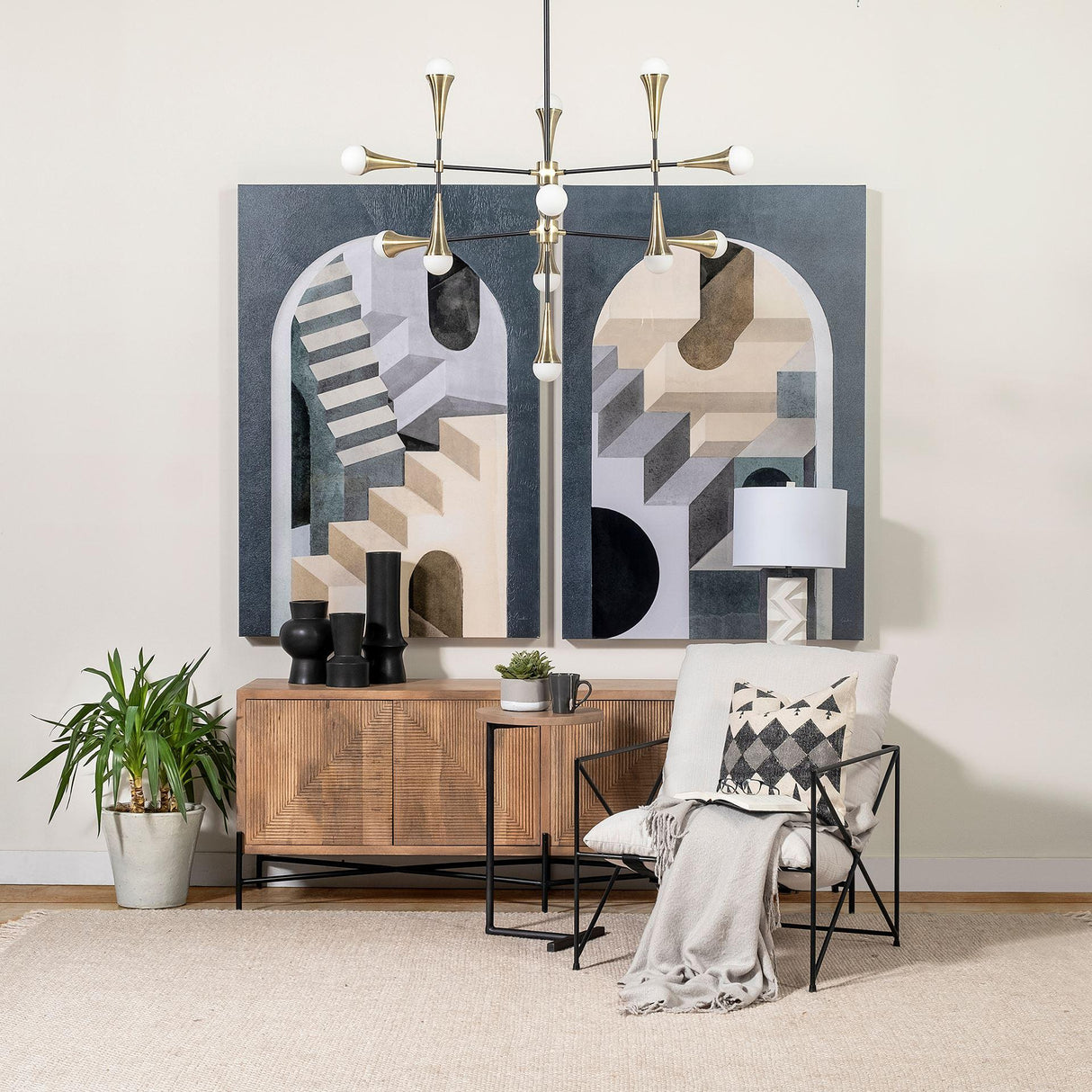 Mercana Leonidas 28.5L x 29.5W x 34.0H Cream Upholstered Padded Seat and Black Metal Frame Accent Chair