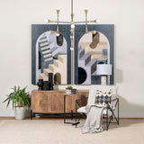 Mercana Leonidas 28.5L x 29.5W x 34.0H Cream Upholstered Padded Seat and Black Metal Frame Accent Chair