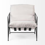 Mercana Leonidas 28.5L x 29.5W x 34.0H Cream Upholstered Padded Seat and Black Metal Frame Accent Chair