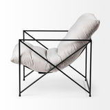 Mercana Leonidas 28.5L x 29.5W x 34.0H Cream Upholstered Padded Seat and Black Metal Frame Accent Chair