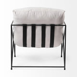 Mercana Leonidas 28.5L x 29.5W x 34.0H Cream Upholstered Padded Seat and Black Metal Frame Accent Chair